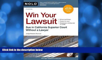 Big Deals  Win Your Lawsuit: Sue in California Superior Court Without a Lawyer (Win Your Lawsuit: