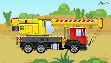 Construction Trucks Cartoon - The Crane Race in the desert! Cars Cartoons for kids Episode 60