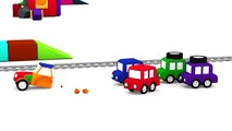 Dessins animés éducatifs 3D. Apprendre couleurs. 4 voitures colorées: construction du tracteur