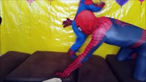 MINI SPIDERMAN FUNNY PILLOW PLAYTIME WITH REAL LIFE BATMAN AND SPIDER MAN