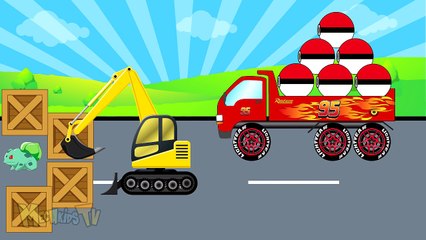 Lightning Mcqueen Truck Collecting Pokemon - Video For Kids - Pokemon Cartoon-Kids TV