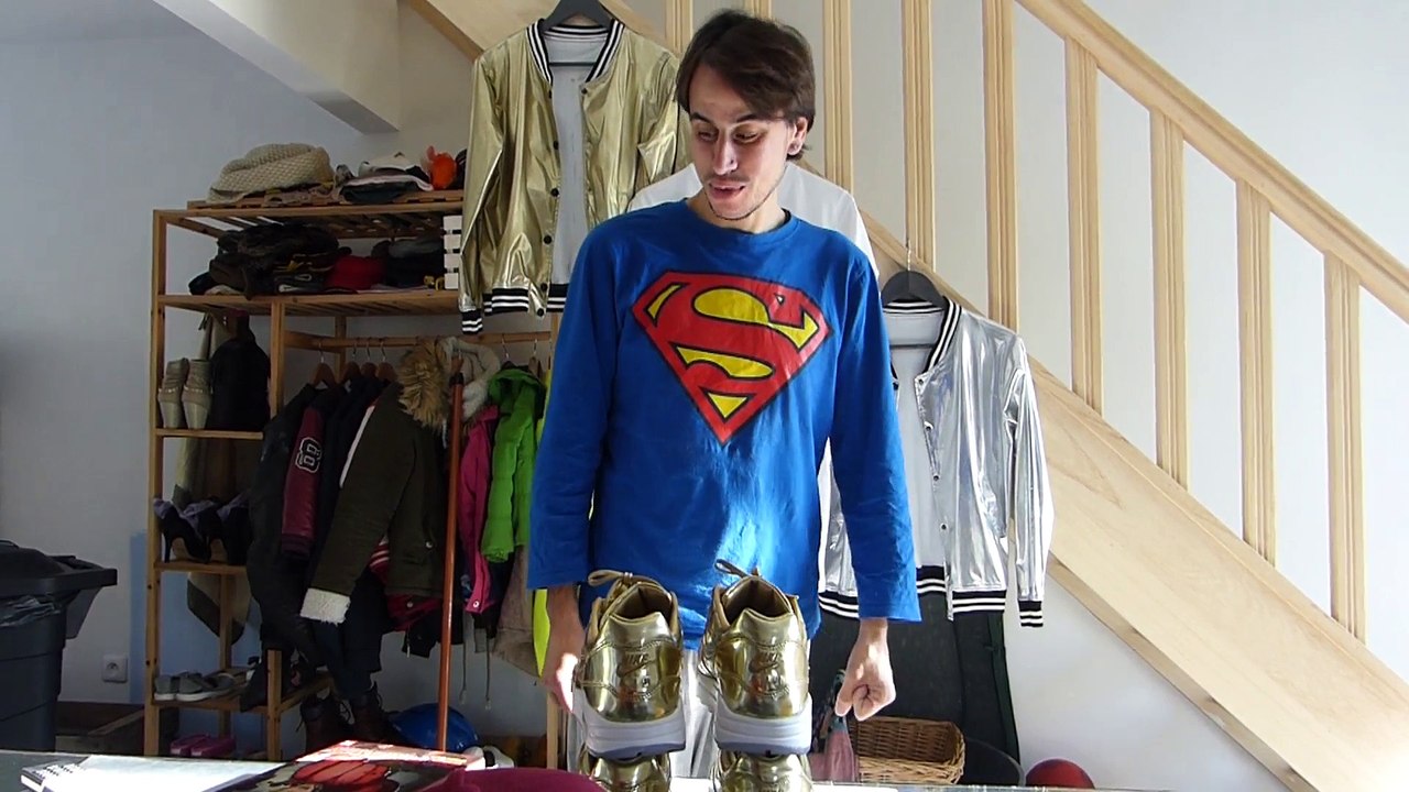 Tee Shirt Daft Punk & Custom Daft Punk K-Way Jacket & Nike Air Max 1 iD  Gold & Original autographe de Quentin Dupieux a