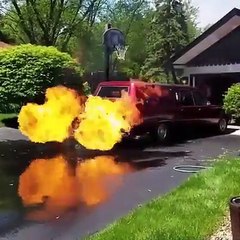 Flame throwing wagon