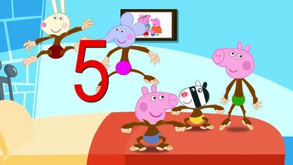 Свинка Пэппа детские песни на русском Russian Five Little Monkeys Jumping on the Bed