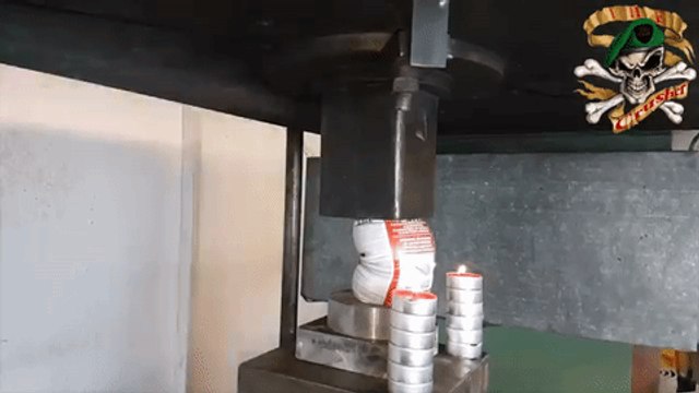 Hydraulic Press Creates Massive Explosion With Cleaning Products