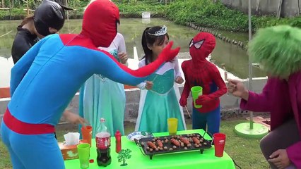 BURIED in sand Spiderman and Elsa Joker pink spiderGirl PART4