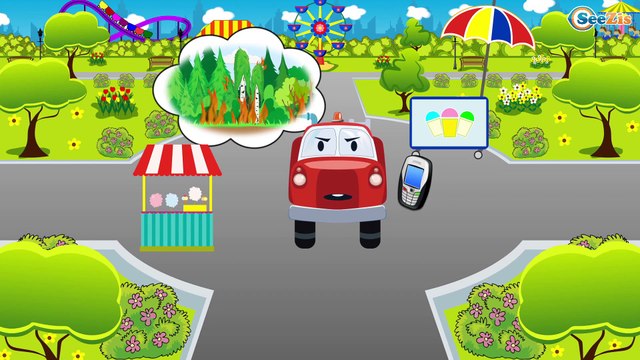 Сamión de bomberos y Сoche de policía - Dibujos animados de Coches - Carros infantiles