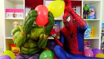 Spiderman vs Hulk - Balloon Drop Pop Challenge in Real Life - Fun Superhero Toys