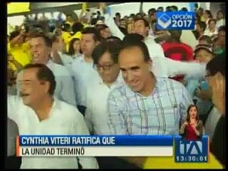 Cynthia Viteri ratifica que La Unidad terminó