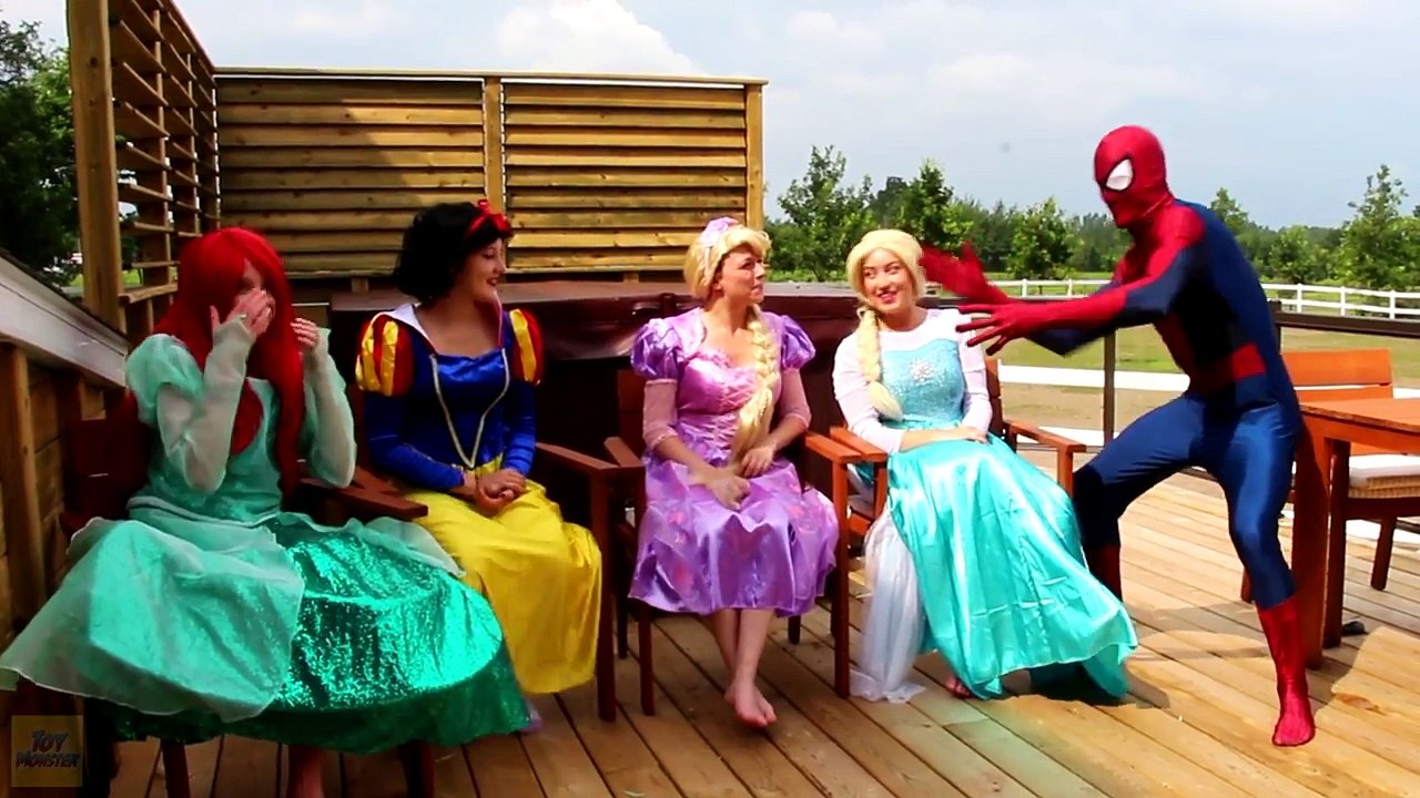 Is Frozen Elsa Ok?! w/ Spiderman Maleficent Pink Spidergirl Joker & Candy! Funny Superhero Video :)