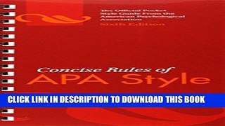 Read Now Concise Rules of APA Style Download Online