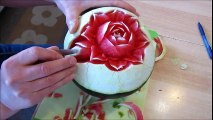 Hướng dẫn tỉa hoa từ Dưa hấu-Carving Art Watermelone -从西瓜修剪花草-雕刻藝術-Резьба Искусство