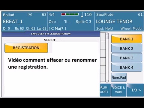 Tutoriel vidéo suprimer ou renommer une registration avec le Ketron SD40