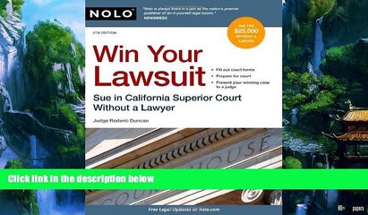 Big Deals  Win Your Lawsuit: Sue in California Superior Court Without a Lawyer (Win Your Lawsuit: