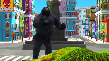 Семья пальчиков 3D ГОРИЛЛА против ДИНОЗАВРА | Dinosaur vs Gorilla Finger Family 3D in Russian