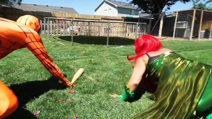 Poison Ivy Vs Orange Spiderman In Real Life SuperHero Movie! PART4
