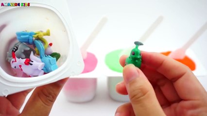 Learn Colours With Yogurt Play Doh Surprise Toys Pokemon Go Collection Toys part 1