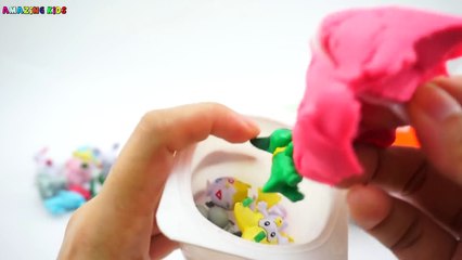 Learn Colours With Yogurt Play Doh Surprise Toys Pokemon Go Collection Toys part 5