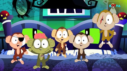 Five Little Monkeys | Scary Halloween Nursery Rhymes For Kids