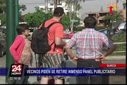 Surco: vecinos piden que retiren panel publicitario