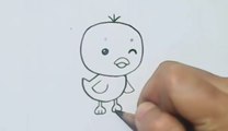 Pencil Drawing Tutorial step by step How to Draw Cartoon Little Duck