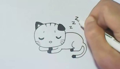 How to Draw Cartoon : Sleeping Cat