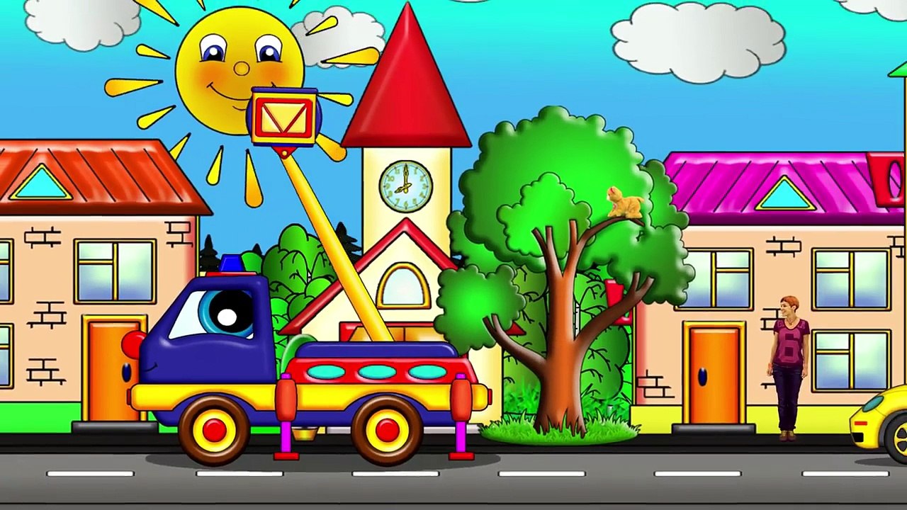 Cartoon. Hi-up Truck saves a little Kitten. Car cartoon and Cartoon for Kids.-_WmMyfkbwjk