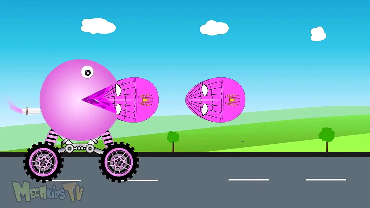 Learn Colours With Pacman Truck - Spiderman Suprise eggs - Video For Kids-BXrjDXIgCRo
