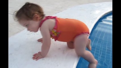 Funny Videos For Kids - Funny BABY try to get the swimming POOL