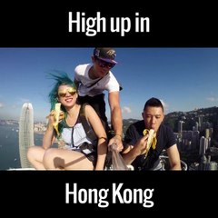 Crazy Guy Selfies on One of The Top Buildings of Hong Kong
