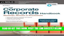 [Free Read] The Corporate Records Handbook: Meetings, Minutes   Resolutions Full Online