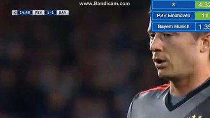 1-1 Robert Lewandowski Penalty Goal HD - PSV Eindhoven 1-1 Bayern München - 01.11.2016s