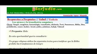 Transfusiones Testigos de Jehova vs Judios Ortodoxos