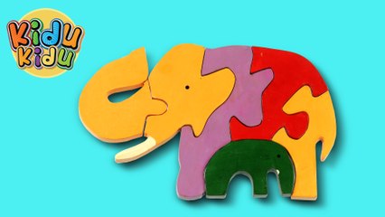 Wooden puzzles for kids - Father elephant and calf