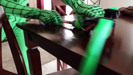 Green Spiderman vs Pumpkin Scream! - In Real Life!! - part 4