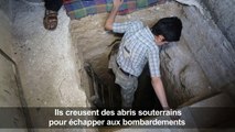 La vie continue sous terre à Douma, ville syrienne bombardée