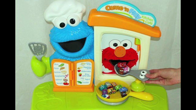 Elmo Eats Cars Cookie Monster Eats Cars DisneyCarToys Cookie Monster Eats Lightning McQueen
