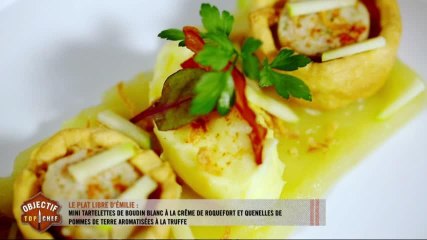 Les mini tartelettes de boudin blanc à la crème de roquefort