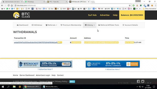 Tutorial Ptc BTCClicks Nov 2016 + Comprobante De Pago