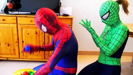 Spiderman & Hulk Poo Colored Balls in Real life ft Frozen Elsa & Pink Spidergirl Mermaid Superhero