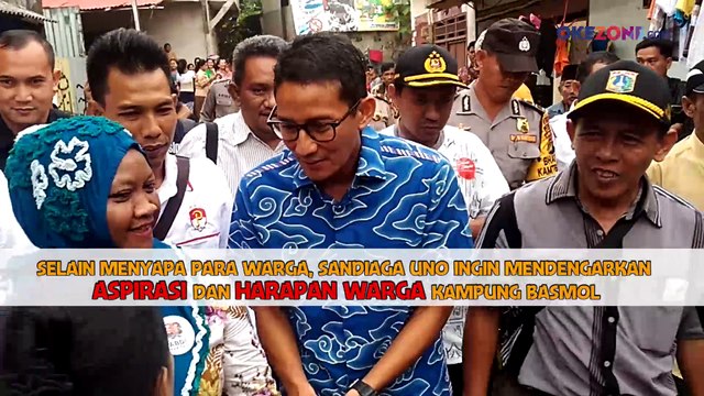Sandiaga Uno Disambut Ratusan Warga Kampung Basmol, Jakarta Barat