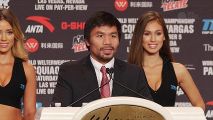 Manny Pacquiao speaks to the media at the Pacquiao vs. Vargas main event press conference