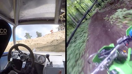 Off-Road Driver Struggles To Climb Hill & Motocross Rider Runs Into Roadblock