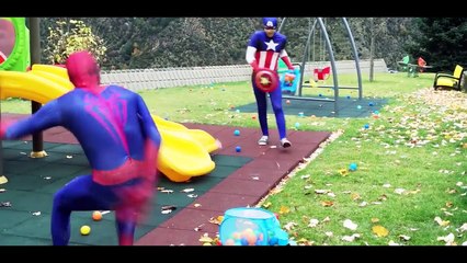 Spiderman vs Venom vs Captain America - Playground Colors Ball - Real Life Superheroes Movie