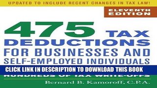 [FREE] EBOOK 475 Tax Deductions for Businesses and Self-Employed Individuals: An A-to-Z Guide to