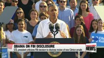 U.S. president criticizes FBI disclosure of Clinton email review