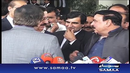 Video_ Sheikh Rashid averts fight between PTI’s Naeemul Haq and PAT’s Gandapur _ SAMAA TV