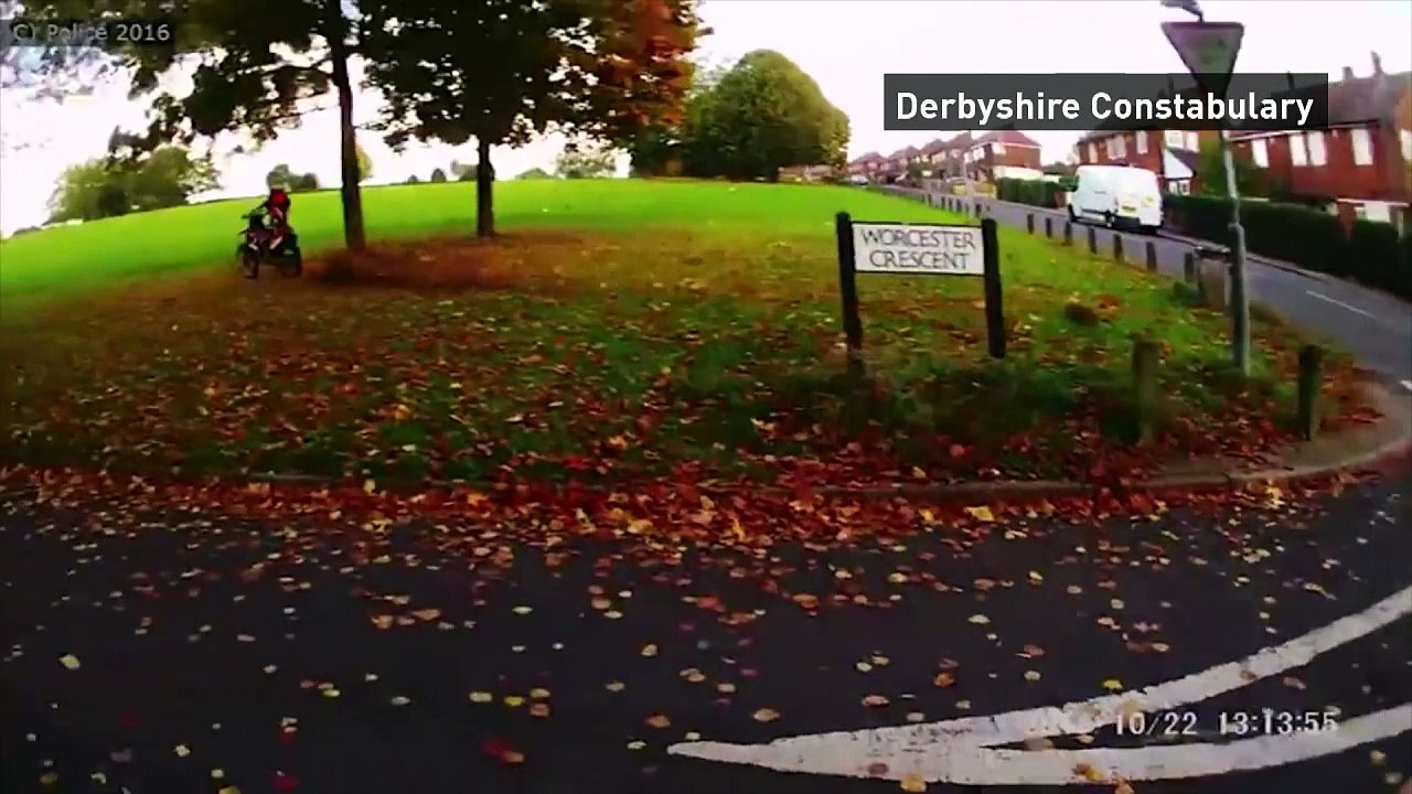 Motorcycle narrowly misses collision with car