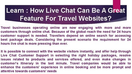 How Live Chat Can Be A Great Feature For Travel Websites