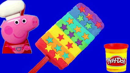 Play Doh Star Frozen Ice-cream Rainbow with Peppa Pig toys for kids